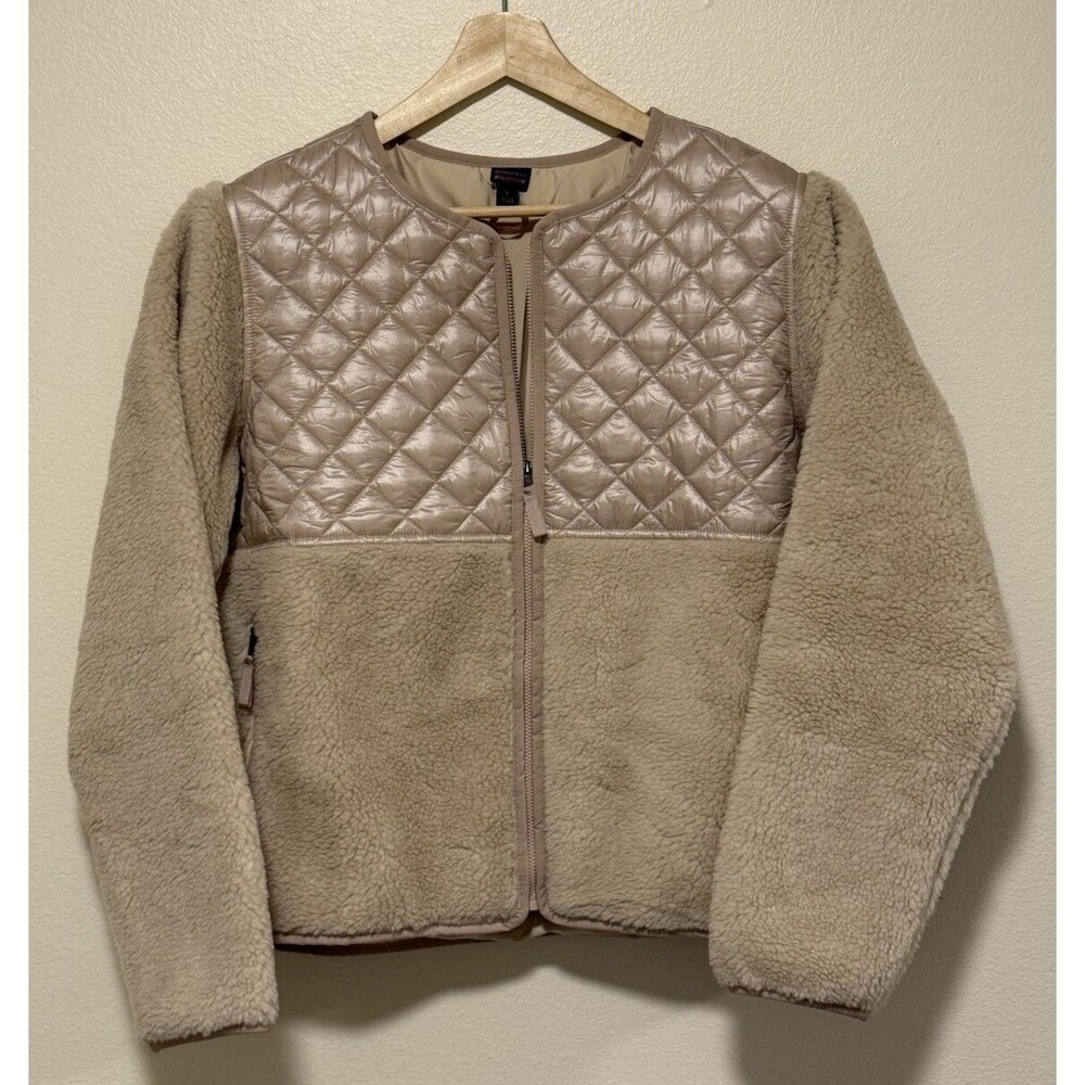 Patagonia Women’s Recycled Sherpa Hybrid Jacket Mixed Media Tan Taupe Size Large